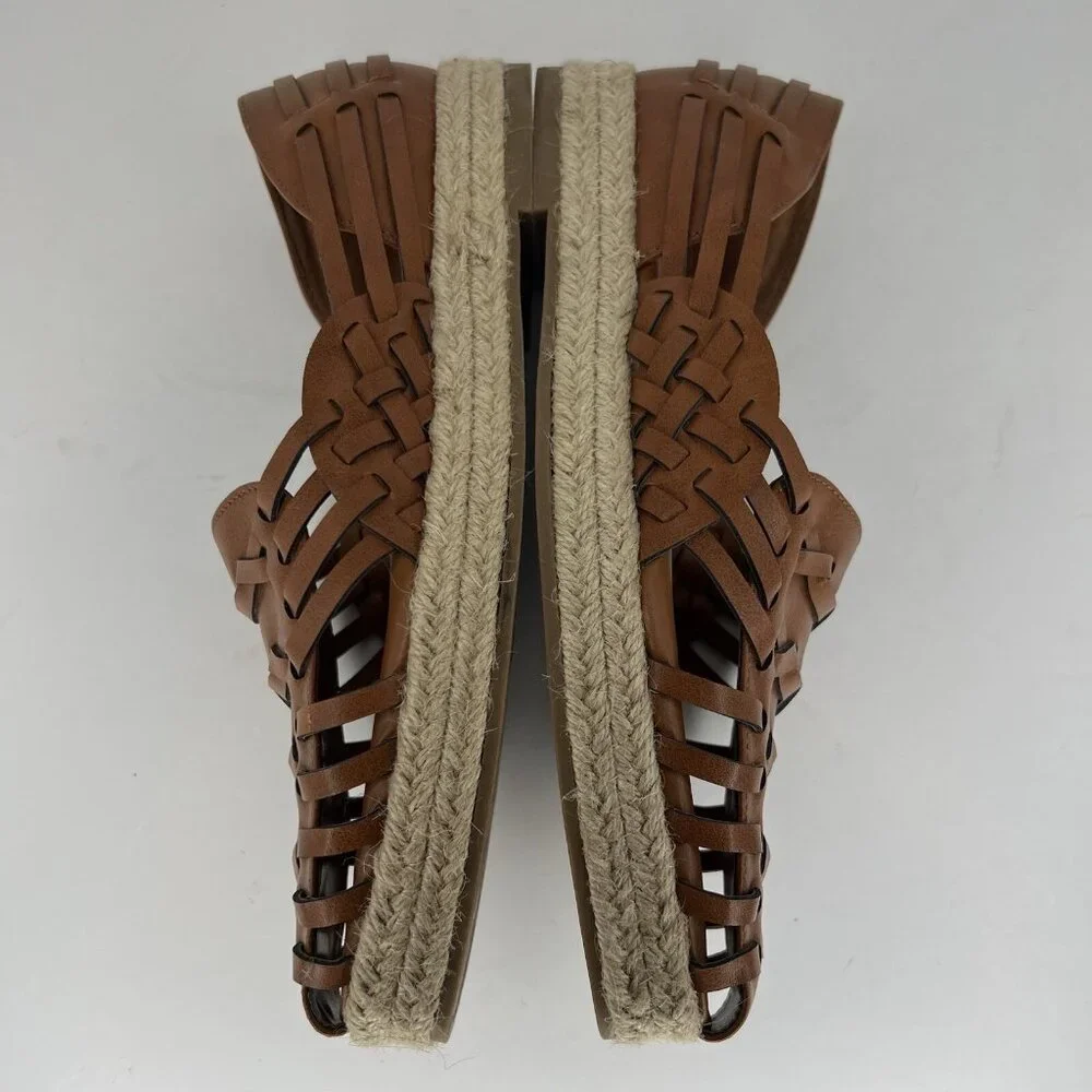 Sam & Libby Womens Size 8.5 Woven Brown Asha Espadrille Saddle Slip On Shoes